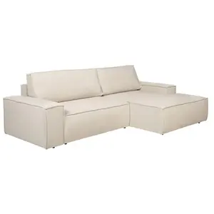 VENTE-UNIQUE Canapé d'angle droit convertible en tissu texturé beige AMELIA pas cher