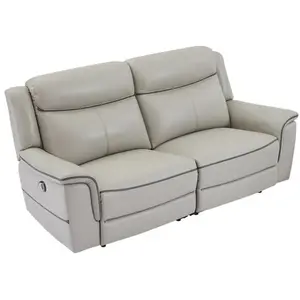 VENTE-UNIQUE Canapé 3 places relax électrique en cuir gris clair ADELIO pas cher