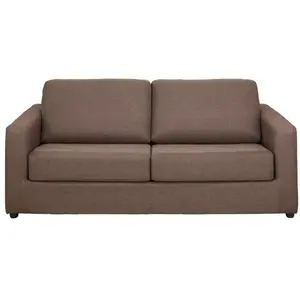Comparateur de prix : VENTE-UNIQUE Canapé 3 places convertible express en tissu marron Couchage 140 cm - Matelas 14 cm DONETO