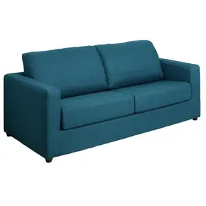 VENTE-UNIQUE Canapé 3 places convertible express en tissu bleu - Couchage 140 cm - Matelas 14 cm DONETO pas cher