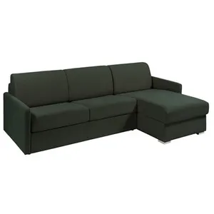 VENTE-UNIQUE Canapé d'angle convertible express et réversible en tissu vert sapin - Couchage 160 cm à lattes larges - Matelas 22 cm - CALIFE pas cher