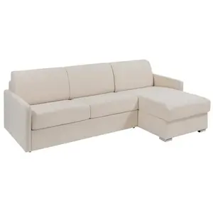 VENTE-UNIQUE Canapé d'angle convertible express et réversible en tissu beige - Couchage 160 cm - Matelas 18 cm - CALIFE pas cher