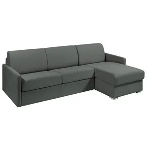 VENTE-UNIQUE Canapé d'angle convertible express et réversible en tissu gris - Couchage 140 cm - Matelas 18 cm - CALIFE pas cher
