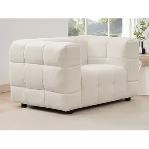 Pascal Morabito Fauteuil en tissu bouclette blanc ivoire LERICI de pas cher