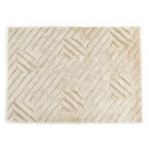 Vente-unique Tapis shaggy en relief à poils longs - 160 x 230 cm - Bla...