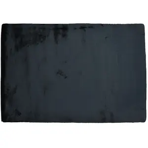Vente-unique Tapis shaggy à poils longs effet fourrure - 160 x 230 cm - Noir - BUNNY pas cher