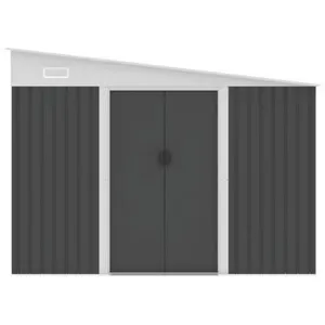 VENTE-UNIQUE Abri de jardin métal adossé en acier galvanisé anthracite 9,76 m² - DAXTON pas cher