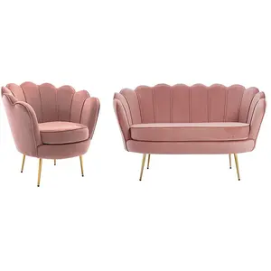 VENTE-UNIQUE PASCAL MORABITO DANDELION Canapé 2 places et fauteuil coquillage - Rose pas cher