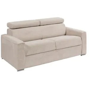 VENTE-UNIQUE Canapé 4 places convertible express en velours côtelé beige - Couchage à lattes larges 160 cm - Matelas 18 cm - VIZIR pas cher