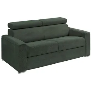 VENTE-UNIQUE Canapé 4 places convertible express en velours côtelé vert - Couchage à lattes larges 160 cm - Matelas 18 cm - VIZIR pas cher