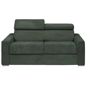 VENTE-UNIQUE Canapé 3 places convertible express en velours côtelé vert - Couchage 140 cm - Matelas 22 cm - VIZIR pas cher