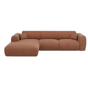 Vente-Unique Grand canapé d'angle gauche en tissu texturé terracotta POGNI de Maison Céphy pas cher