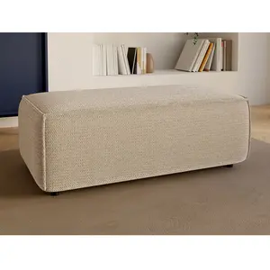 VENTE-UNIQUE Pouf en tissu texturé beige AMELIA pas cher