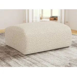 Vente-Unique Pouf en tissu bouclette blanc POGNI de Maison Céphy pas cher