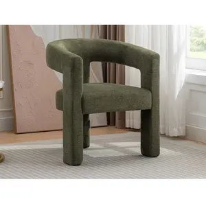 Vente-Unique Fauteuil en tissu texturé vert FAVINA pas cher