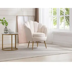 VENTE-UNIQUE Fauteuil coquillage en velours beige LALEA pas cher