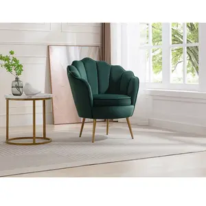 VENTE-UNIQUE Fauteuil coquillage en velours vert LALEA pas cher