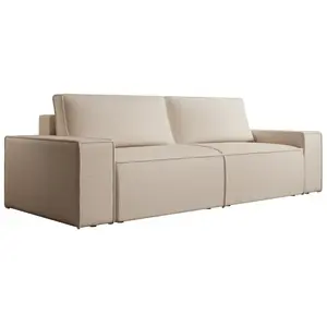 VENTE-UNIQUE Canapé 4 places convertible en velours texturé beige AMELIA pas cher