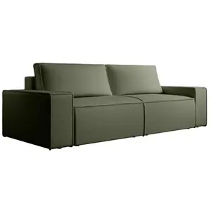 Vente-Unique Canapé 4 places convertible en tissu texturé vert AMELIA pas cher