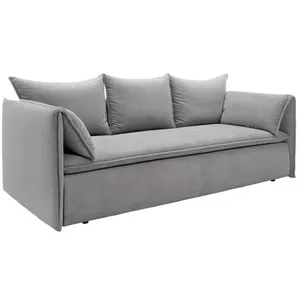 VENTE-UNIQUE Canapé convertible 3 places en velours côtelé gris TEODORA pas cher