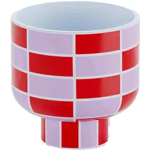 POTIRON PARIS Vase rond à motif damier en céramique Versailles rouge