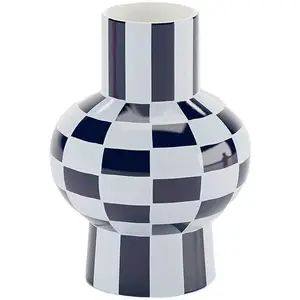 Potiron Paris Vase céramique motif damier bleu 20cmx15cm