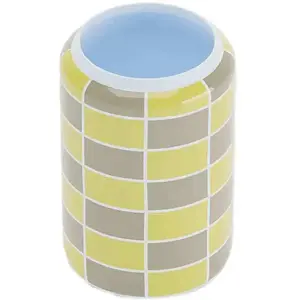 POTIRON PARIS Vase cylindrique à damier céramique jaune MACAO