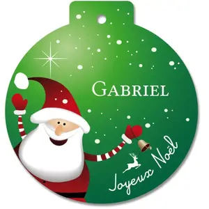 Boule de Noël Verte en Plexiglas personnalisable Motif Père Noël D... pas cher