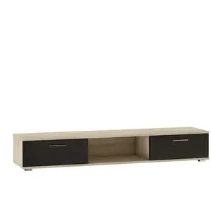 LES TENDANCES Meuble tv bois sonoma et noir mat flexa 176cm pas cher