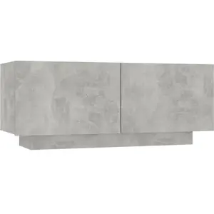 LES TENDANCES Meuble tv gris béton 100x35x40 pas cher