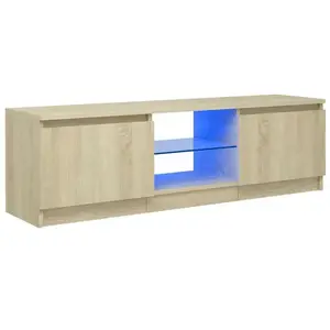 LES TENDANCES Meuble tv avec lumières led chêne sonoma 120x30x35,5 pas cher