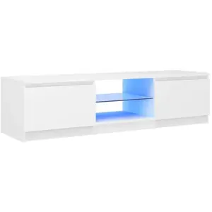LES TENDANCES Meuble tv avec lumières led blanc 140x40x35,5 pas cher