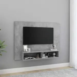 Meuble TV mural Gris béton 120x23,5x90 cm pas cher