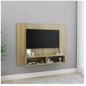 Meuble TV mural Chêne Sonoma 120x23,5x90 cm 2 pas cher