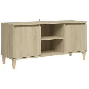 Meuble TV avec pieds en bois massif Chêne sonoma 103,5x35x50 pas cher
