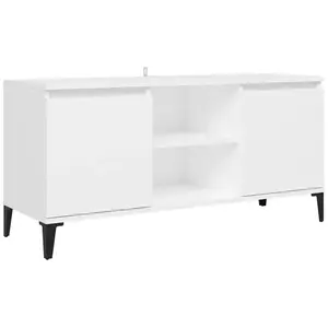 Meuble TV avec pieds en métal Blanc 103,5x35x50 pas cher