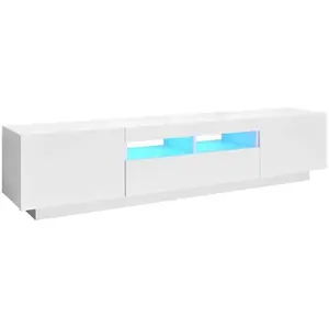 Meuble TV avec lumières LED Blanc 180x35x40 pas cher