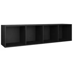 LES TENDANCES Meuble tv 4 niches bois noir asana 143 cm pas cher
