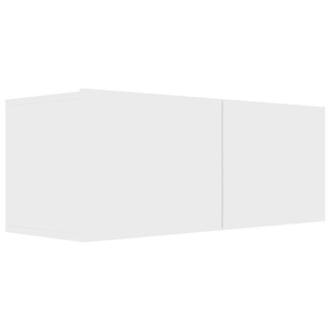 LES TENDANCES Meuble tv suspendu 2 portes bois blanc oned 80cm pas cher