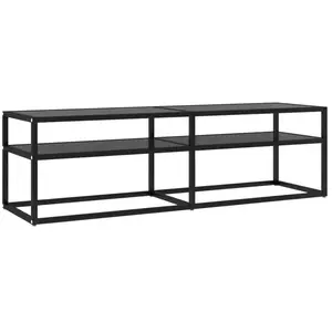 LES TENDANCES Meuble tv noir 140x40x40,5 cm verre trempé pas cher
