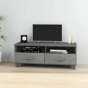 Meuble TV Gris fonce 106x40x40 Bois de pin solide pas cher