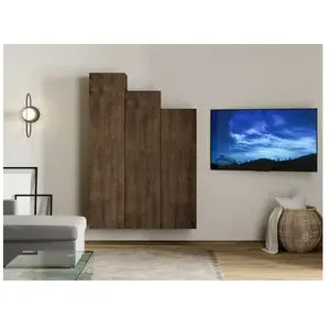 Meuble TV suspendu bois noyer Isika L 120cm - 3 pièces pas cher