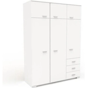 LOOK & FEEL Armoire de chambre contemporaine blanche - COSMOS - L 146 cm - 6 portes, 3 tiroirs TU