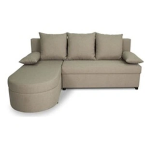 MARKET24 Canapé d angle con ible réversible 3 places JEN Tissu Brun Style contemporain L196 H8 pas cher