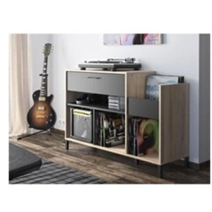 Meuble rangement vinyle - GAMI - Platine - Style urbain - Décor chene ... pas cher