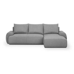 M24 Canapé D'angle Droit Convertible Milo 4 Places - Tissu Gris - Coffre De Rangement - L 264 X H 84 X P 99/145 Cm pas cher