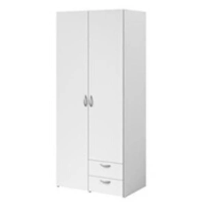 Armoire Varia - Décor Blanc - 2 Portes Battantes + 2 Tiroirs - L 81 Cm...