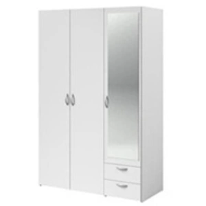 Parisot Armoire Varia - Décor Blanc - 3 Portes Battantes + Miroir + 2 Tiroirs ... pas cher