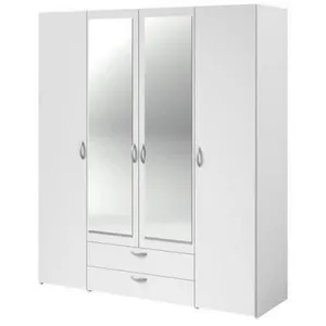 Armoire Varia - Décor Blanc - 4 Portes Battantes + 2 Miroirs + 2 Tiroi...Vendu pardarty