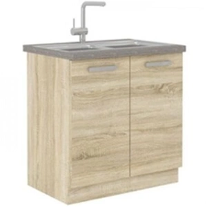 M24 LASSEN Meuble bas de cuisine sous évier L 80 cm Décor chene clair sonoma pas cher